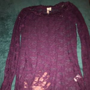 Maroon mesh long sleeve